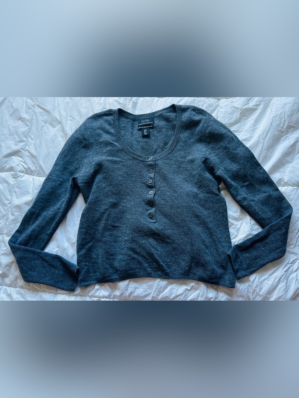 Madewell Dark Charcoal Long-Sleeve Henley Sweater Top